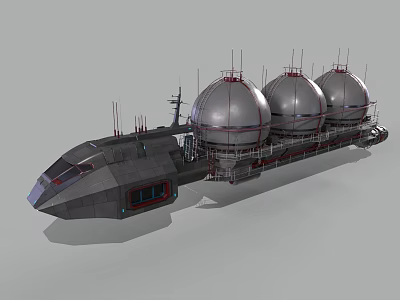 Futuristic Sci Fi Vessel With Three Spherical Modules And Antennas 3d model