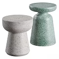 Grayish White And Green Terrazzo Dining Table Stools With Dome Shaped Base Design 3d model