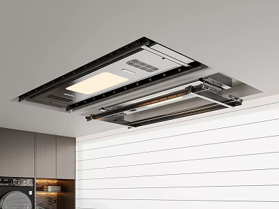 Modern Ceiling Mounted Range Hood With Built in Light And Exhaust Fan 3d model