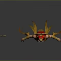 Red Haired Mythical Female Character In Yellow Outfit With Golden Crown And Golden Trident