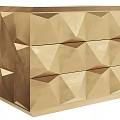 Elegant Gold Bedside Table With Geometric Diamond Design And Two Drawers 3d model