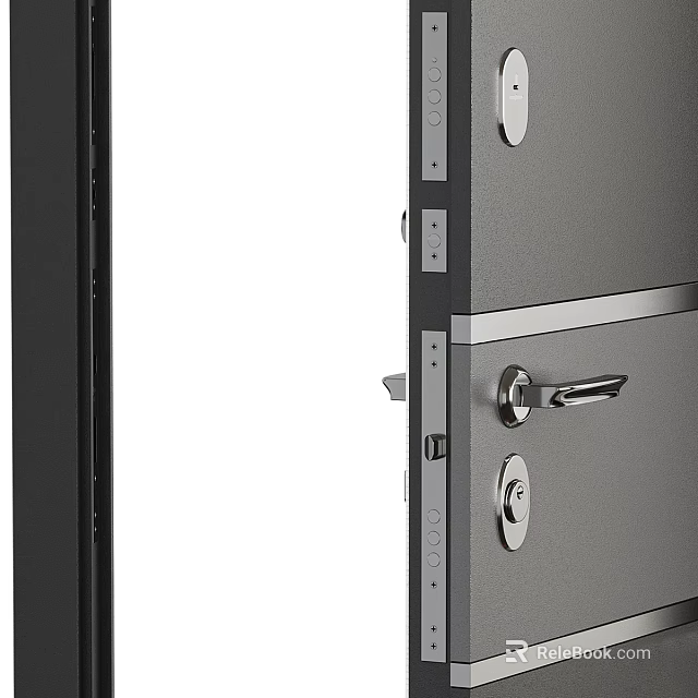 Durable Metal Swing Door With Secure Lock And Modern Handle Design 3d model