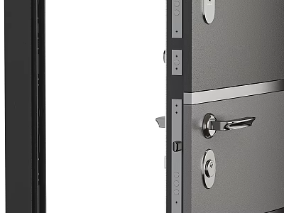Durable Metal Swing Door With Secure Lock And Modern Handle Design 3d model