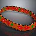 Colorful Woven Belt With Red Green Orange Geometric Patterns And Black Trim