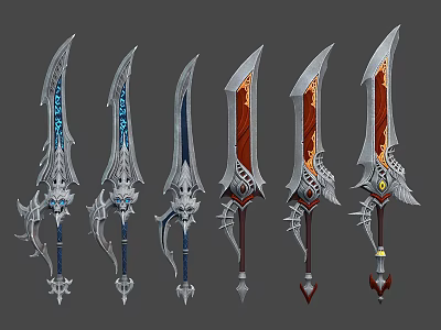 Ornate Decorative Swords With Metallic Blades Intricate Hilts And Colorful Accents 3d model