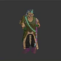 Full Body Adventurer Character With Headscarf Goggles Green Vest Brown Pants And Rifle