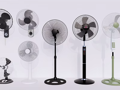 Various Styles Of Air Conditioner Fans With Different Colors And Designs 3d model