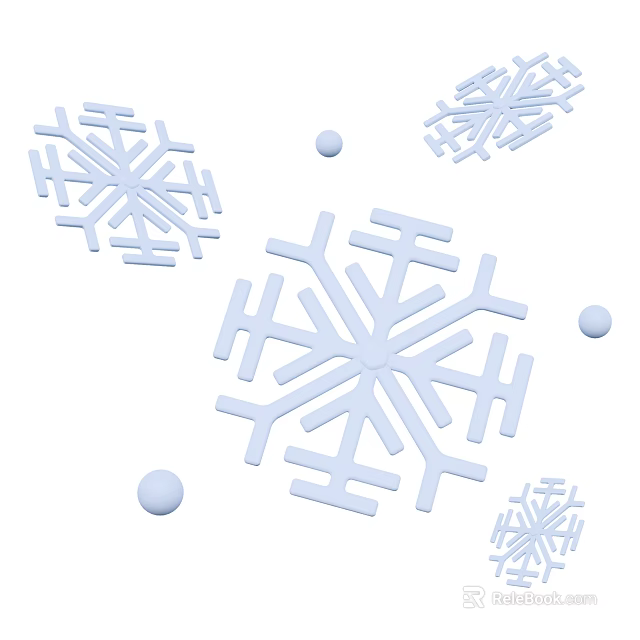 Elegant White Snowflake Ornament Decoration Set With Small Beads For Home Decor 3d model 