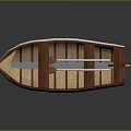 Traditional Wooden Boat With White Hull Wooden Interior Seats And Oars