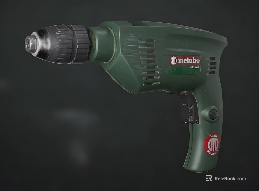 Metabo Green Electric Drill Power Tool For Home And Professional Use 3d model 