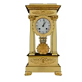 Golden Antique Brass Clock With Ornate Carved Design And European Style