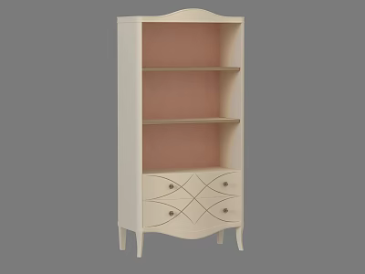 Elegant White Decorative Cabinet With Open Shelves And Storage Drawers 3d model