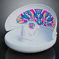 Cartoon Scene Inside White Shell Shaped Object With Colorful Neon Patterns And Central Small Structure 3d model