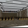 Elegant Conference Room With Wooden Panel Walls Large Front Screen And Arranged Chairs On Carpet