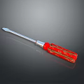 Practical Hardware Tool Flat Head Screwdriver With Red Handle And Metal Shaft 3d model