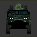 Green Military Armored Vehicle With Armored Structure Large Wheels And Top Mounted Weapon