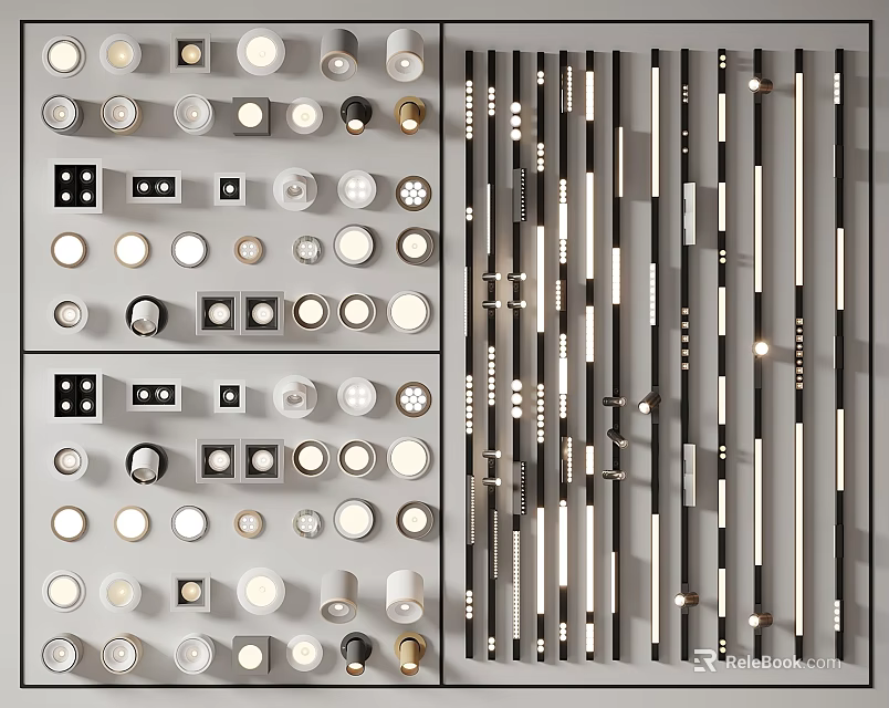 Modern Lighting Fixture Combinations With Circular Square Linear Designs For Home Interior 3d model