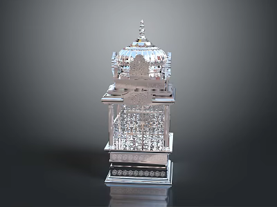 Silver Ornate Architectural Structure With Detailed Decorative Carvings Multi layered Design And Domed Top 3d model