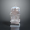Silver Ornate Architectural Structure With Detailed Decorative Carvings Multi layered Design And Domed Top