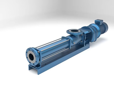Blue Industrial Progressive Cavity Pump Equipment With Motor Driven Stable Base Structure 3d model