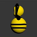 Cute Cartoon Bee Doll With Yellow Striped Body Black Spheres Blue Eyes And Red Mouth