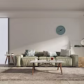 Nordic three-seat sofa fabric multi-person sofa single chair combination 3d model