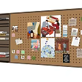 Decorative Hangings on Corkboard with Photos Notes Cards and Memos