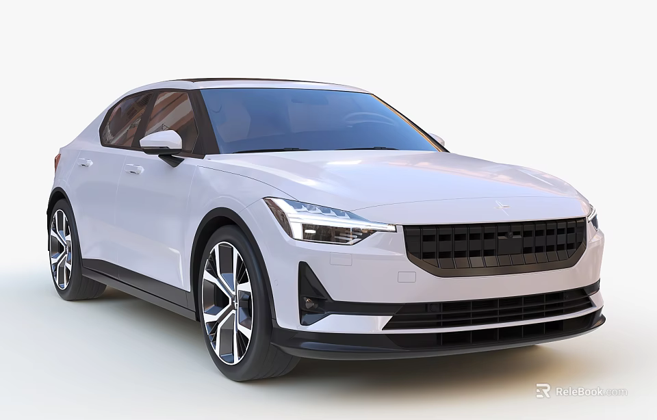 White Modern Car With Black Grille Sleek Headlights And Alloy Wheels 3d model 