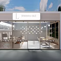 Modern Milk Tea Shop With Glass Facade Display Shelves Tables Chairs And Decorative Lights