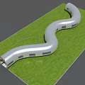 Outdoor Garden Reading Corridor With White Arched Structure Green Lawn And Benches