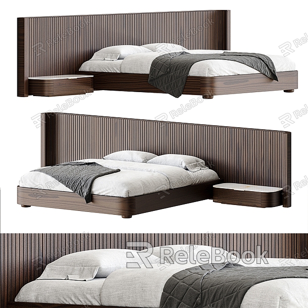 Modern wooden double bed model