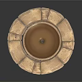 Handcrafted Circular Stone Sculpture With Petal Shaped Edges And Central Design