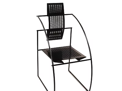 Modern Leisure Chair Featuring Metal Frame Mesh Backrest And Curved Design Structure 3d model