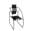 Modern Leisure Chair Featuring Metal Frame Mesh Backrest And Curved Design Structure