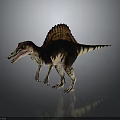 Detailed Sail Backed Spinosaurus Dinosaur With Red Eyes Brown And White Striped Body