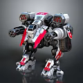 Detailed Robot Character Design With Mechanical Armor Cannons Red Accents And Tracked Legs
