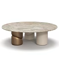 Modern Round Marble Coffee Table For Living Room With Artistic Multi Tone Cylinder Legs