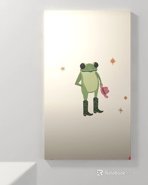 Adorable Green Frog Holding Pink Hat And Green Boots With Stars 3d model 