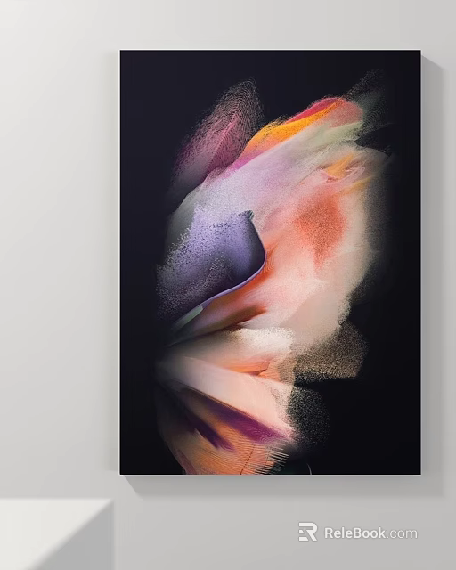 Modern Abstract Painting With Vibrant Pink Purple Orange Hues And Fluid Brushstrokes 3d model 