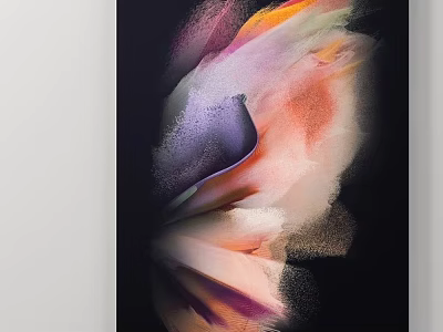 Modern Abstract Painting With Vibrant Pink Purple Orange Hues And Fluid Brushstrokes 3d model