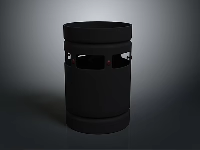 Black Cylindrical Household Trash Bin With Perforated Design For Home Use 3d model