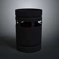 Black Cylindrical Household Trash Bin With Perforated Design For Home Use 3d model