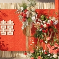 New Chinese Wedding Wedding Red Wedding Red Layout Wedding Flower Art Beauty Chen Yingbin Area Photo Area Sign-in Area 3d model