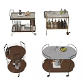 Wooden Metal Serving Carts With Marble Tops Mobile Storage For Wine Bottles Glasses And Fruits