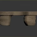 Natural Rustic Curved Stone Bench With Textured Surface And Block Construction