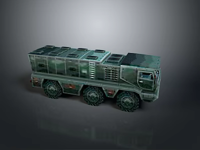 Green Military Armored Tank With Six Wheels And Roof Compartments Design 3d model