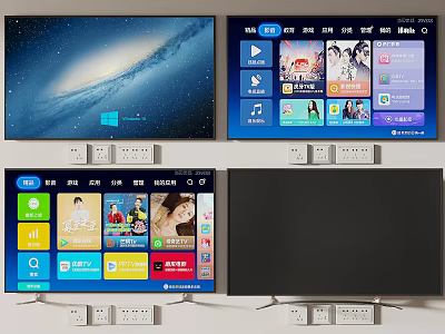 Smart TV Interface Displaying Streaming Apps Video Content And Various Screens 3d model