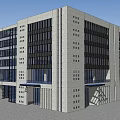 Modern Office Building With Stone Exterior And Floor To Ceiling Glass Windows