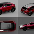 Red Sporty SUV Car Displayed In Multiple Angles With Sleek Exterior Design