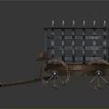 Medieval War Cart With Spiked Top Wooden Wheels And Metal Frame